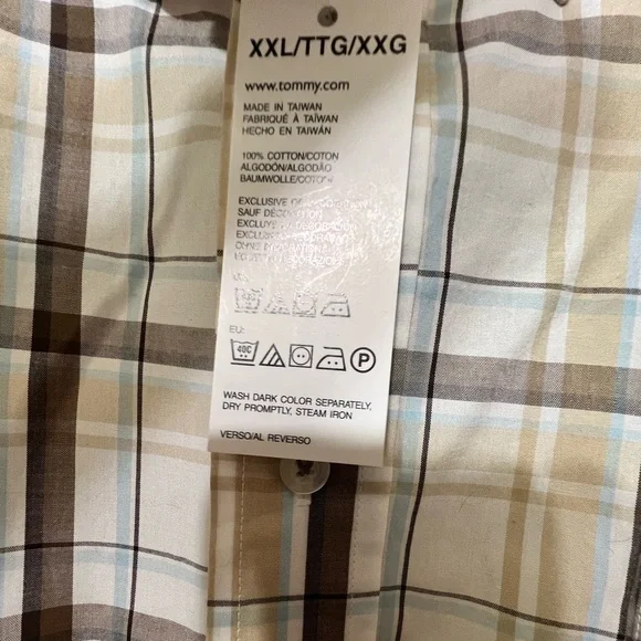 Tommy Hilfiger Men’s 100% Cotton Shirt Button Plaid  Short Sleeve Size XXL 2X - Picture 6 of 7